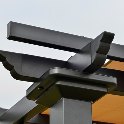 Beige and Black Metal Outdoor Retractable Pergola Canopy