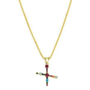 Adornia 14k Gold Plated Multi Color Stone Initial Necklace - 1 of 4