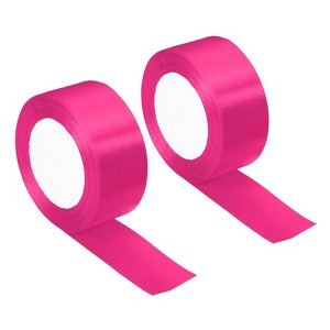 Unique Bargains Single Side Solid DIY Wrapping Decoration Roll Satin Ribbons 2 Pcs - 1 of 4