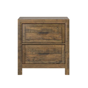 NicBex Nightstand with 2 Drawers,Bedside Table with Wood Frame and Metal Handles,Modern Side Table for Bedroom,Living Room,White/Black/Brown - 1 of 4