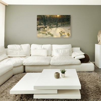 Winter Sheep Scene Canvas Art in 24'' x 16''