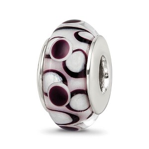 Black Bow Jewelry Black Dotted, Glass Sterling Silver Bead Charm - 1 of 4