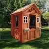 Outdoor Playhouse For Boys Girls Pretend Play Wooden Cottage Playhouse With Flowerpot Holder Window For Outdoor Garden Lawn Patio Yard - 2 of 4