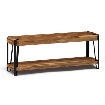 Alaterre Furniture 48" Ryegate Natural Brown Live Edge Solid Wood Bench Metal And Wood