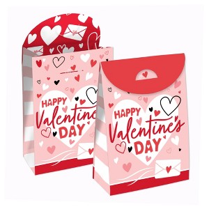 Big Dot of Happiness Happy Valentine’s Day - Valentine Hearts Gift Favor Bags - Party Goodie Boxes - Set of 12 - 1 of 4