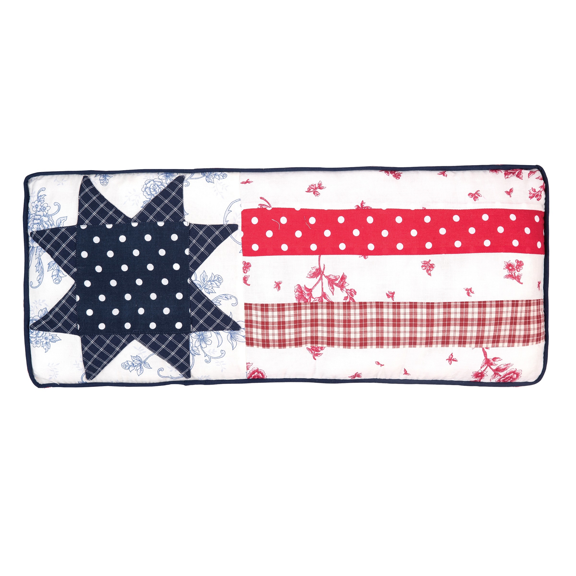 Gallerie II Patriotic Quilted Star Patchwork Accent Pillow, 10" x 24"
