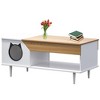 45" Coffee Table Cat Tables with Storage Drawer, Wooden Rustic Coffee Tables with Cat House - 4 of 4