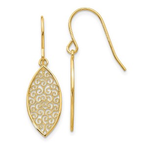 Black Bow Jewelry Marquise Filigree Dangle Earrings in 14k Yellow Gold - 1 of 4