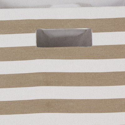 Stone and White Striped Polyester Storage Cube 13x13x13