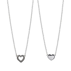 FAO 2pc Silver Tone Heart Pendant Mommy & Me Necklace Set - 1 of 2