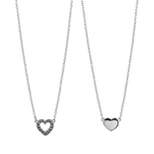 FAO 2pc Silver Tone Heart Pendant Mommy & Me Necklace Set