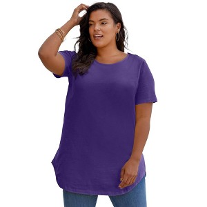 Roaman's Women's Plus Size Crisscross Back Ultimate Tunic - 1 of 4