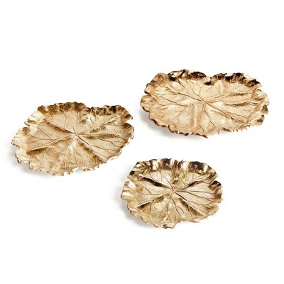 Plum & Post Lirio Decorative Trays, Set of 3 - Champagne Gold Aluminum