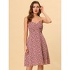 Allegra K Women's Floral Twist Front Knee Length Summer Adjustable Strap Sundresses - 2 of 4