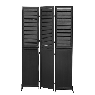 NicBex 3-Panel Room Divider 6FT Folding Wood Privacy Screen with Louvered Design Partition for Home & Office