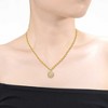 14K Gold Plated Necklace with Vintage Shield Sunshine Pendant, Cubic Zirconia Accents on a Curb Chain with Adjustable Length for a Classy look. - 2 of 2