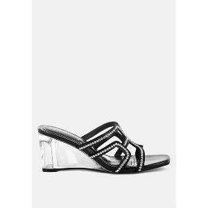 Caqueta Metallic Rhinestone Clear Wedge Women Sandals - 1 of 4