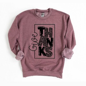Simply Sage Market Women's Graphic Sweatshirt Give Thanks Square - 1 of 2