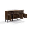 LuxenHome Dark Oak Manufactured Wood with Basket Weave 3-Door and 2-Sliding Door Sideboard Cabinet - 4 of 4