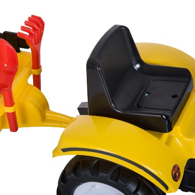 Yellow Pedal-Controlled Kids Ride-On Excavator with Trailer