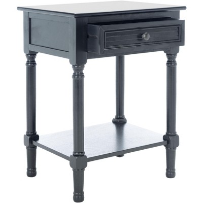 Black Wood Rectangular Accent Table with Storage Drawer