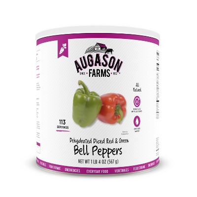 (Best by May 5, 2029) Augason Farms Gluten Free Dehydrated Diced Red & Green Bell Peppers - 20oz