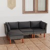 vidaXL 4 Piece Patio Lounge Set with Cushions Poly Rattan Gray - 3 of 4