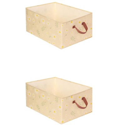 REGALWOVEN Chrysanthemum Print Collapsible Fabric Storage Bin with Handles 2 Pcs