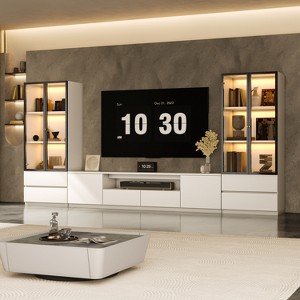 ATJafurn White Media Console for TVs up to 85'' - 1 of 4