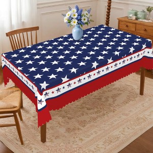LOVEVOOK American Flag Tablecloth, Rectangle Table Cloths, Stain Wrinkle Resistant Washable Round Table Covers for Party Picnic Dinner Holiday Decor - 1 of 4