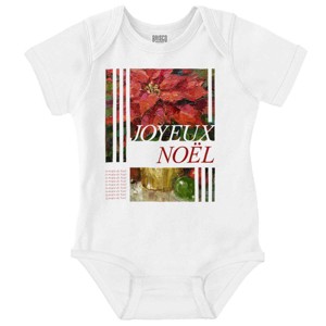 Poinsettia Christmas Joyeux Noel Baby Romper Boys or Girls Brisco Brands - 1 of 4