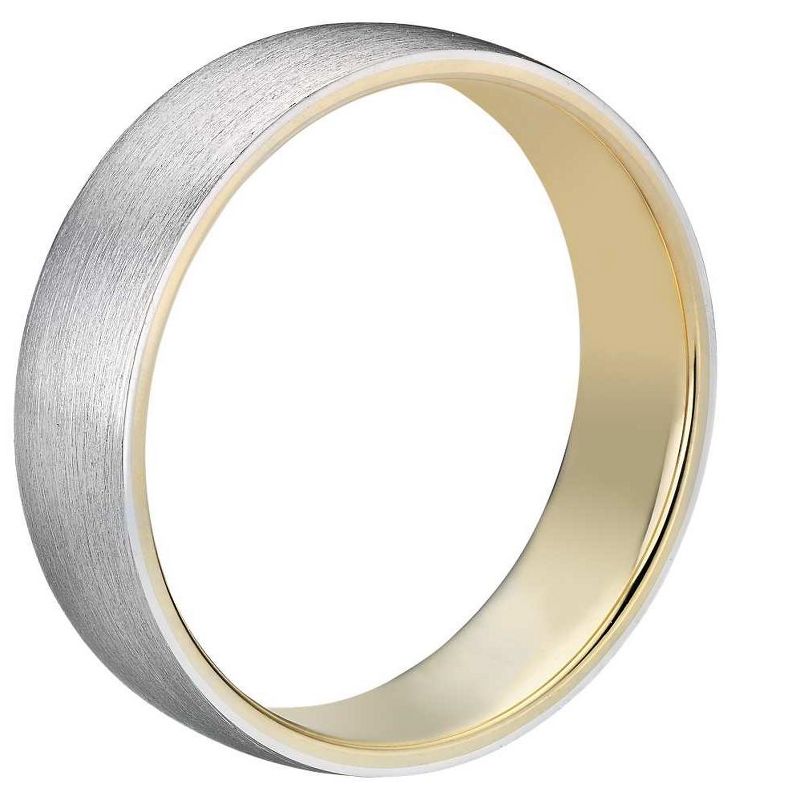 Pompeii3 Mens 10k White and Yellow Gold Two Tone Brushed Wedding Band 5mm, 2 of 4