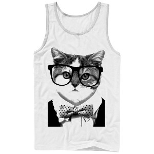 Men's Lost Gods Nerd Glasses Bowtie Cat Tank Top - 1 of 4