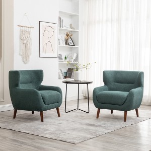 DYHOME Tufted Accent Chair, Wingback Upholstered Armchair for Living Room, Bedroom, Set of 2 - 1 of 4