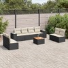 vidaXL Patio Sofa Set with Cushions Outdoor Furniture 9 Piece Poly Rattan - Black and Cream - 2 of 4