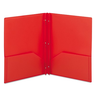 25 Pack School Plastic Two Pocket Folders with prongs and  Red 