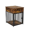Gulches Dog Crate Furniture,Dog House,Decorative Dog Kennel with Drawer,Indoor Pet Crate End Table for Small Dog,Iron-Tube Dog Cage,Chew-Proof,Brown - 2 of 4