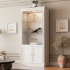 78.75'' Display Cabinet with Adjustable 5-Color LED Light, Retro Bookcase with Glass Shelves, Decorative Storage Cabinet for Living Room-Maison Boucle - 2 of 4