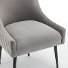 SEYNAR Modern Glam Velvet Black Metal Legs Dining Chair or Vanity Chair Set of 4 with Rear Handle - 4 of 4