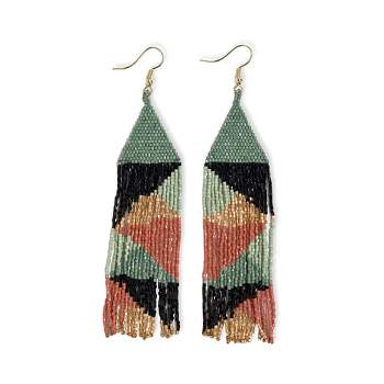 Ink+Alloy Brittany Mixed Triangles Beaded Fringe Earrings