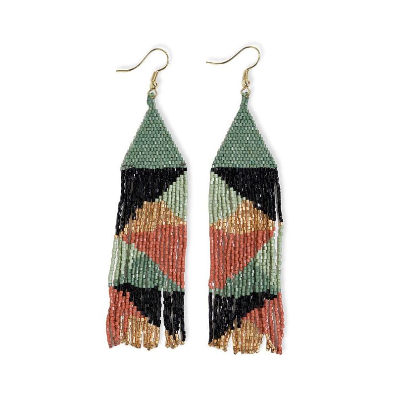 Ink+Alloy Brittany Mixed Triangles Beaded Fringe Earrings, 1 of 4