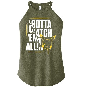 Women's - Pokémon - Gotta Catch Em All Pikachu Art Graphic High Neck Tank - 1 of 3