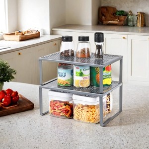 2 Pack Spice Rack, Cabinet Shelf Organizers, Shelf Organizer, Countertop Organizer, Shelf Riser, Stackable, Expandable - 1 of 4