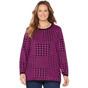 Catherines Women's Plus Size Liz&Me Patterned Pullover Sweater - 1 of 4