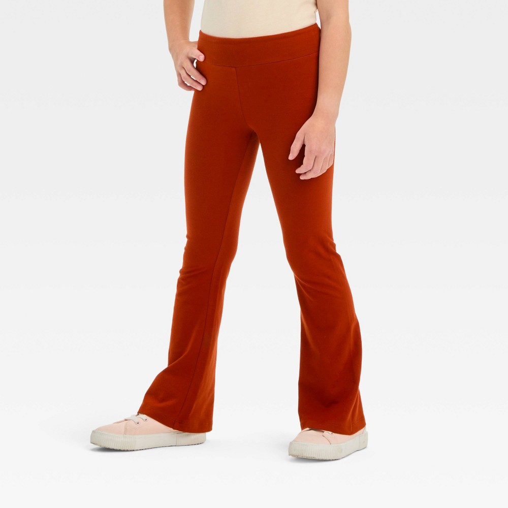 Girls' Flare Leggings - Cat & Jack™ Burnt Orange M Slim