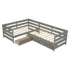 Gulches Twin Size L-shaped Platform Bed with Three Storage Drawers, Gray - 3 of 4