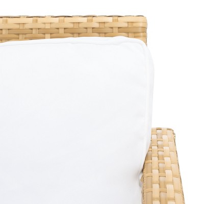 Garnen Natural Wicker 4-Piece Patio Set with White Cushions