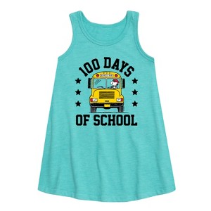 - Peanuts - Snoopy One Hundred Days Of School Graphic Sleeveless Aline Dress - 1 of 4