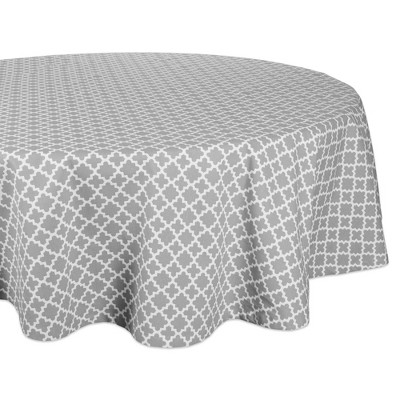 70" Cotton Lattice Round Kitchen Tablecloth Gray - Design Imports