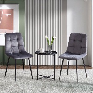 Kumasinova Set of 2 Velvet Upholstered Dining Chairs, Armless Ergonomic Kitchen Chairs with Clean Lines, Mid Century Modern Dining Room Chairs - 1 of 4